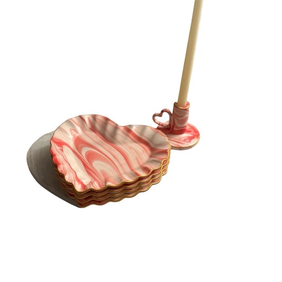 Threshold Ceramic Marbled Heart Taper Holder Valentine's 2024 - Picture 4 of 8